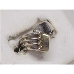 Contemporary Sterling Silver & Gold Ring