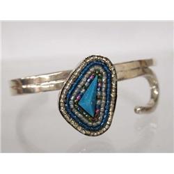 Navajo Silver Turquoise Beaded Bracelet