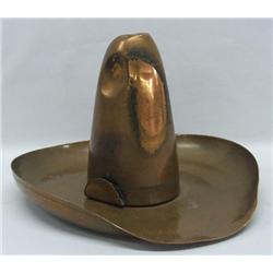 Copper Cowboy Ashtray And Cigarette Holder