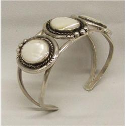 Navajo Silver Mother of Pearl Bracelet