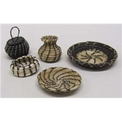 Collection of 5 Tohono O'odham Miniature Baskets