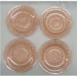 4 Vintage Pink Depression Glass Plates