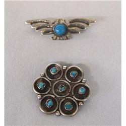 1940s Pawn Silver Turquoise Zuni & Navajo Pins
