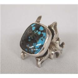 Navajo Hatchita Turquoise Silver Tufa Cast Ring
