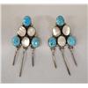 Image 1 : Navajo Silver Turquoise MOP Pierced Earrings