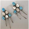 Image 2 : Navajo Silver Turquoise MOP Pierced Earrings
