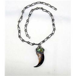 Navajo Claw and Turquoise Silver Chain Necklace