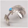 Image 2 : Navajo Sterling Silver Turquoise Feather Bracelet