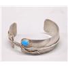 Image 3 : Navajo Sterling Silver Turquoise Feather Bracelet