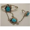 Image 2 : Navajo Silver Turquoise Slave Bracelet
