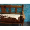 Image 3 : Wood Bench With Cowhide Covered Seat MUST PICK UP