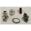 Image 3 : 20 Zuni Navajo Silver Turquoise Coral MOP Rings
