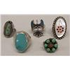 Image 4 : 20 Zuni Navajo Silver Turquoise Coral MOP Rings