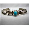 Image 1 : Navajo Sandcast Silver Turquoise Bracelet by Begay