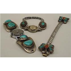 3 1950-60 Silver Turquoise Watch Bands