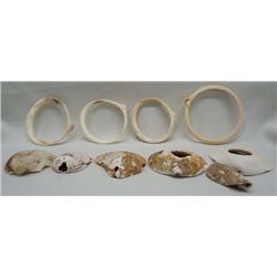 4 Prehistoric Hohokam Shell Bracelets & 6 Shells