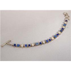 Navajo Silver Lapis Denim Turquoise Link Bracelet