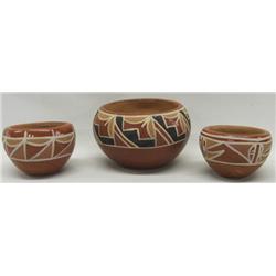 3 Santa Clara Bowls, 2 by Sisneros