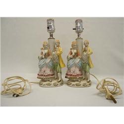 2 Vintage Boudoir Electric Lamps Japanese Bisque