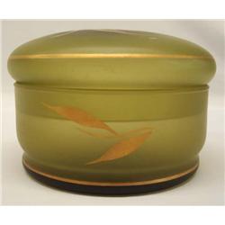 Antique Ardalt Green Satin Glass Italian Powder Box