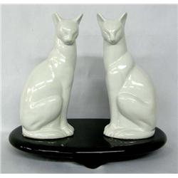 Antique Japanese Porcelain Nemurei Neko Sculptures