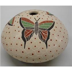 Mata Ortiz Butterfly Seed Jar by Oscar Ramirez
