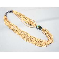 Navajo 15 Strand Heishi Necklace Turquoise Pendant