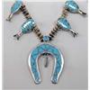 Image 3 : 1960s Zuni Inlay Turquoise Squash Blossom Necklace