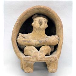 Pre-Columbian Clay Statue Man in Chair