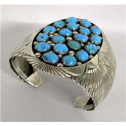 Navajo Silver Turquoise Bracelet by H. Jones