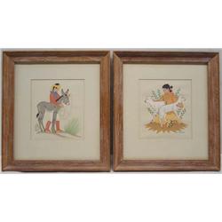 2 Silk Screen Navajo Prints By Harrison Begay