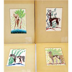 4 Small Matted Original Watercolors by Tim Vigil