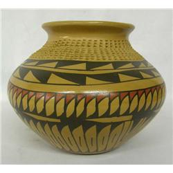 Mata Ortiz Textured Polychrome Pot by Jesus Tena