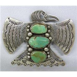 Navajo Silver Turquoise Pin/Pendant by Cleveland