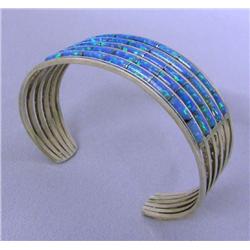 Pawn Navajo Silver Opal Inlay Bracelet