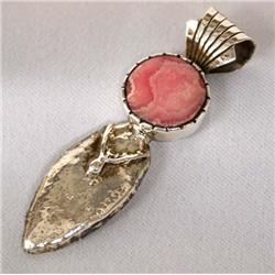 Navajo Silver Rhodochrosite Pendant by Gibson