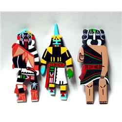 3 Hopi Flat Kachina Xmas Ornaments