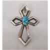Image 1 : Navajo Sandcast Cross Penant With Turquoise