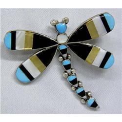 Zuni Stone to Stone Inlay Dragonfly Pin by Ahyiate