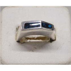 Isleta Pueblo Turquoise Inlay Ring by Andy Abeita