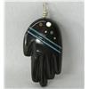 Image 1 : Zuni Inlay Hand Shaped Jet Pendant by G Snow