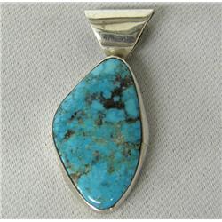 Navajo Silver Turquoise Pendant By Martha Jackson