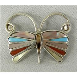 Zuni Sterling Butterfly Pin/Pendant Hallmark ''EE''