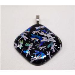 Dichroic Glass Dragonfly Pendant With Silver Bale