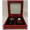 Image 1 : New Boxed Desk Set In Red Mahogany Stained Box