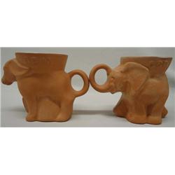 Pair 1980 Frankoma Political Mugs -Dem and GOP