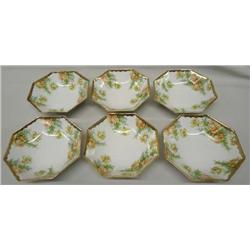 6 Porcelain Gold Trimmed Prussian Bowls