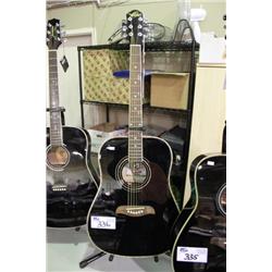OSCAR SCHMIDT BLACK ACOUSTIC GUITAR & STAND