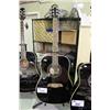Image 1 : OSCAR SCHMIDT BLACK ACOUSTIC GUITAR & STAND