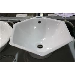 WHITE HEXAGON BATHROOM SINK